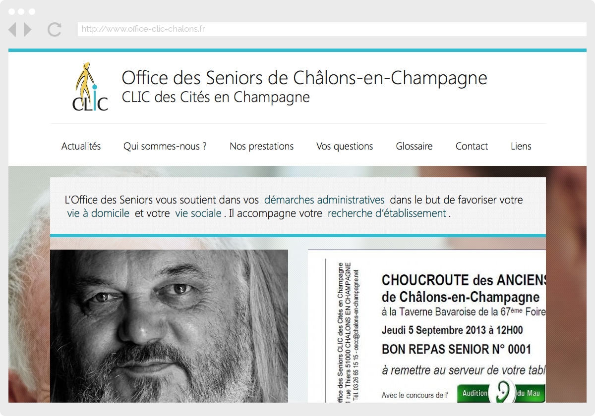 Ecran 1 du site Office des Seniors