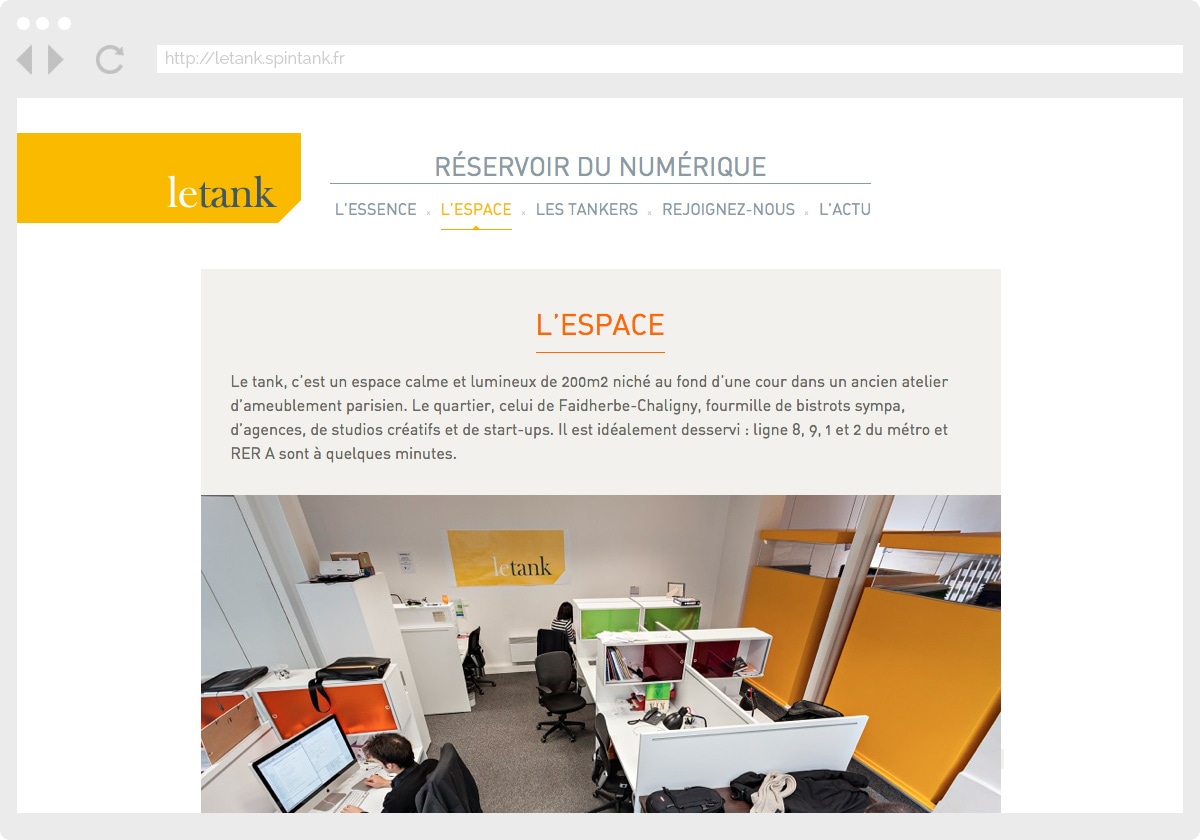 Ecran 1 du site Le Tank