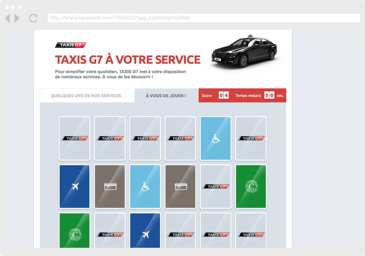 Ecran 2 du site Taxis G7 : services