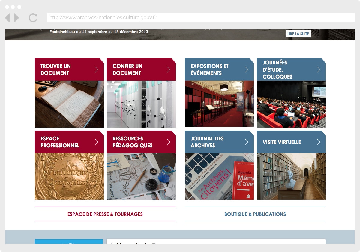 Ecran 2 du site Archives Nationales