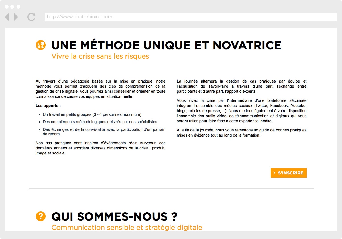 Ecran 3 du site DOCT