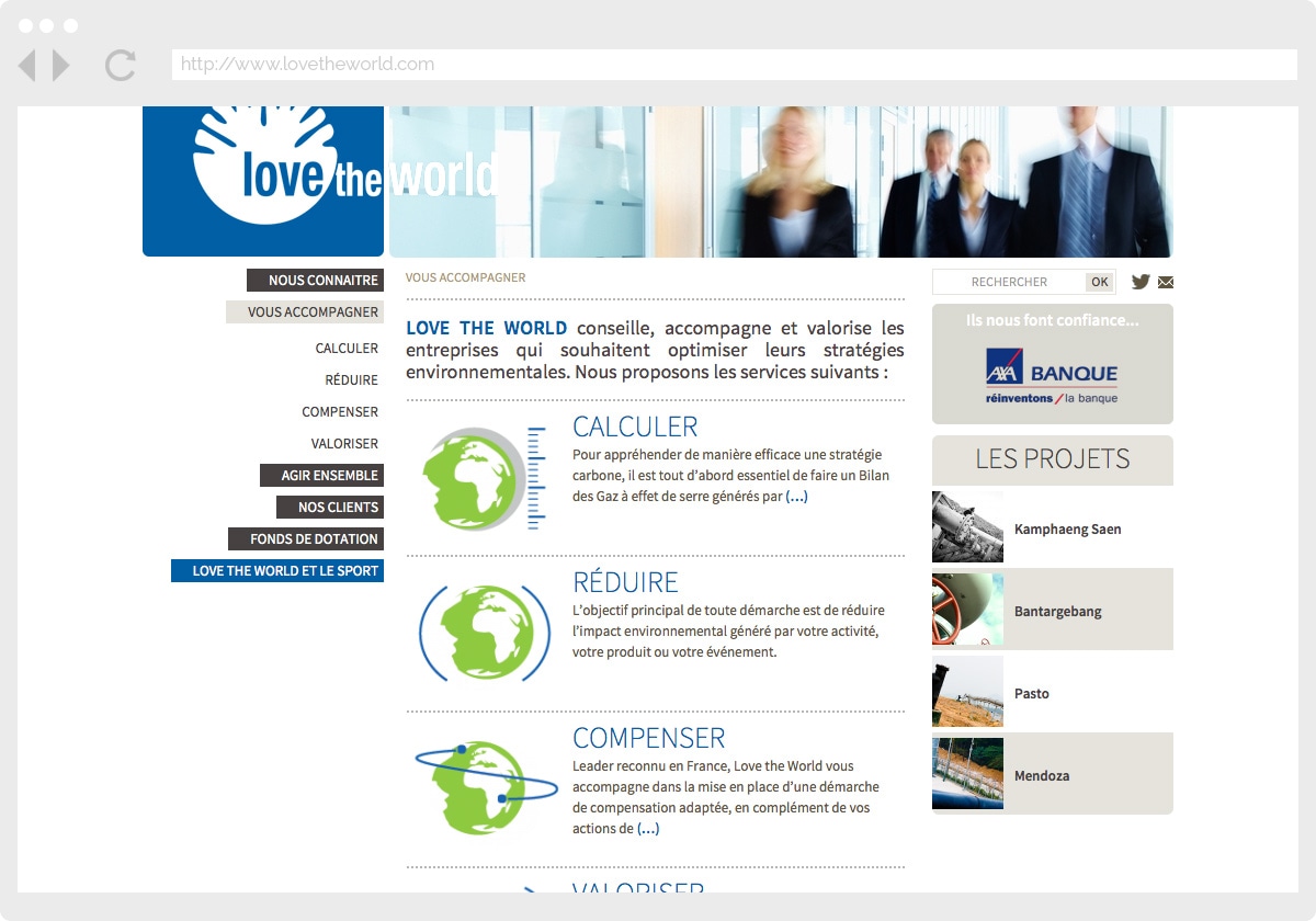 Ecran 2 du site Love The World