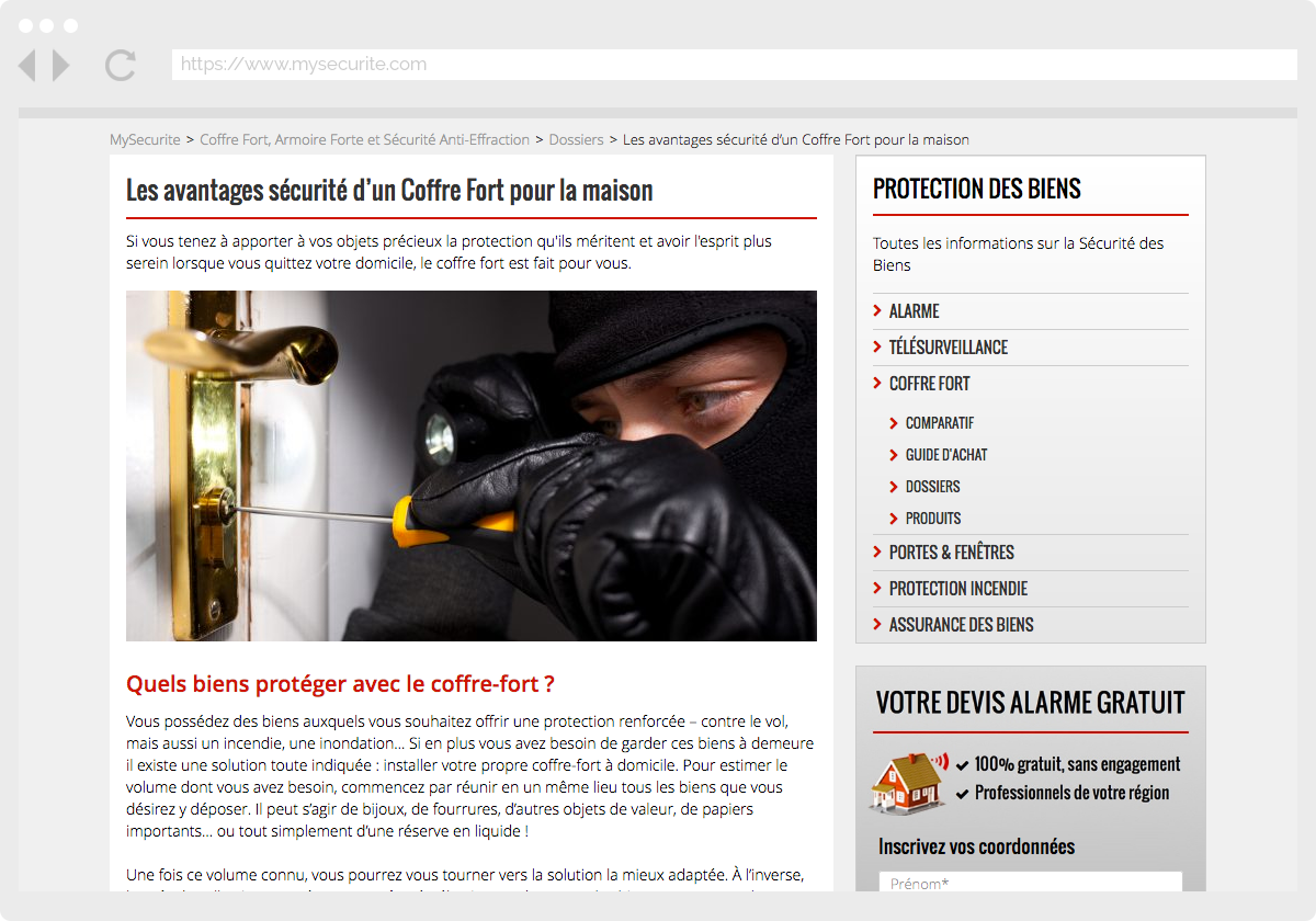 Ecran 3 du site MySecurite