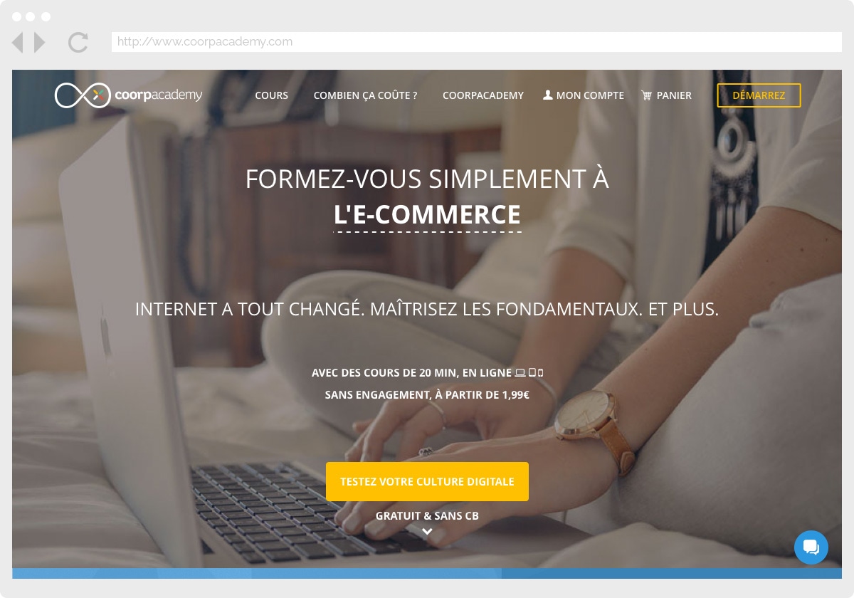 Ecran 1 du site Coorp Academy