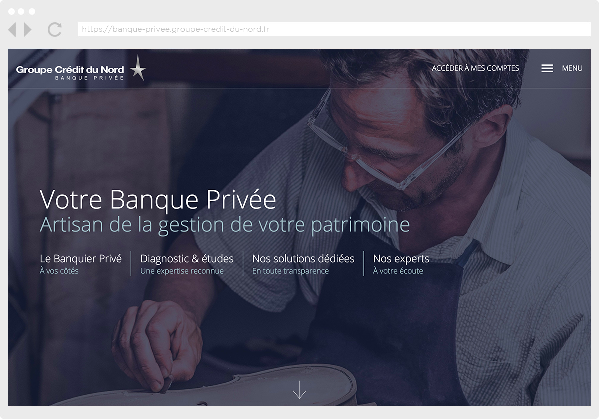 Ecran 1 du site Banque Privée