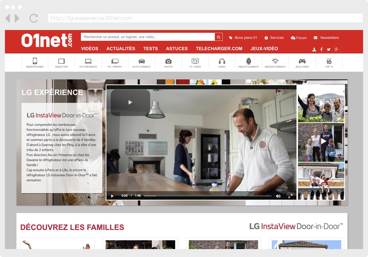 Ecran 1 du site LG Experience