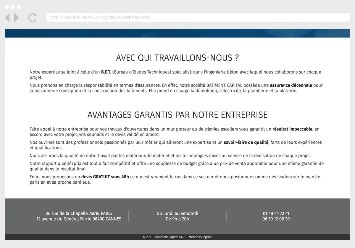 Ecran 3 du site Ouverture murs porteurs