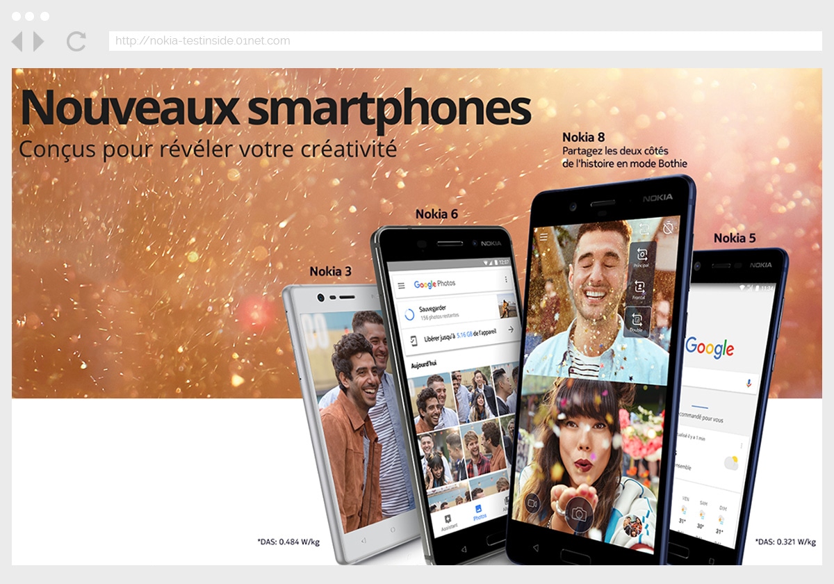 Ecran 3 du site Nokia 8