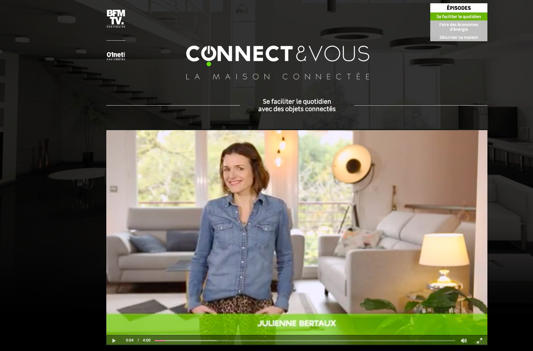 Ecran 1 du site Connect&Vous