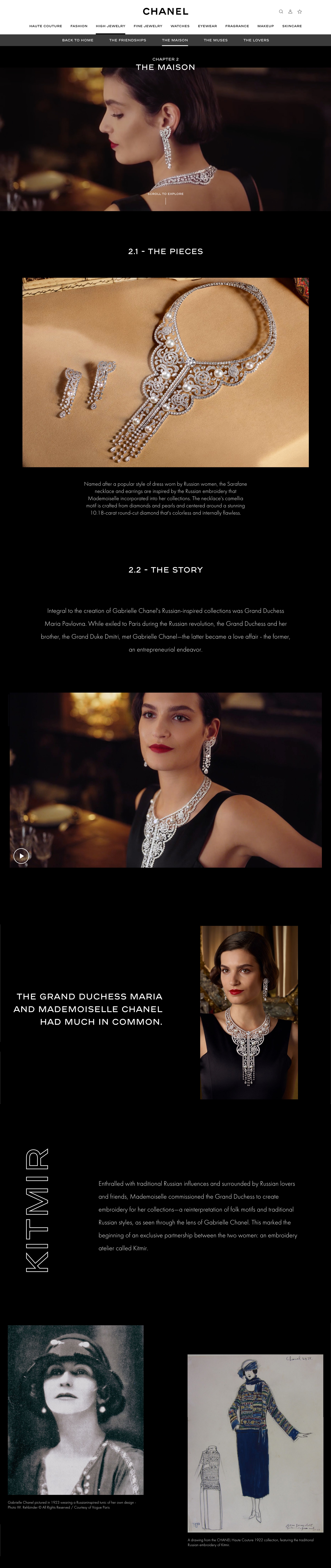 Ecran 1 du site Le Paris Russe de Chanel