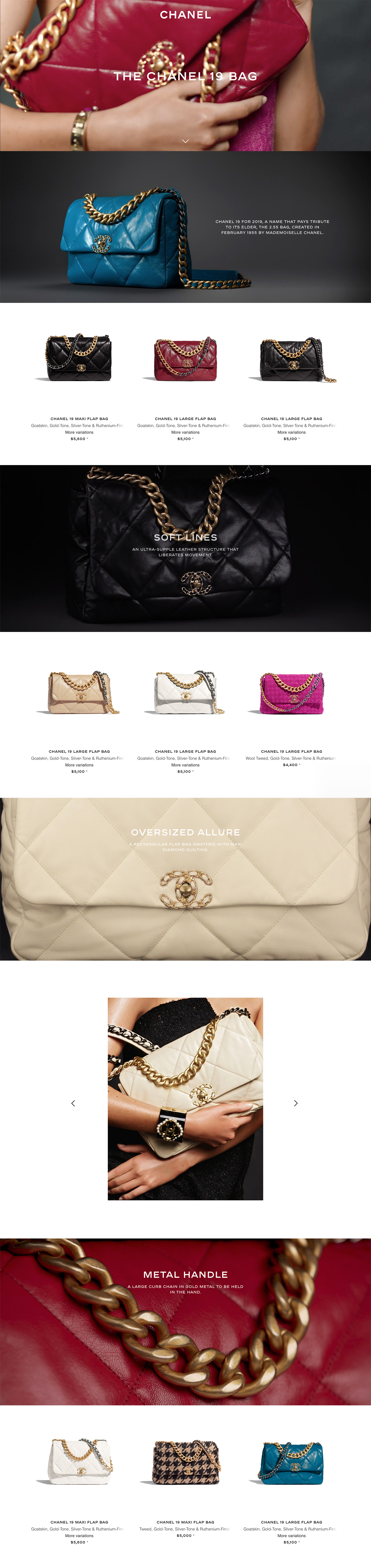 Ecran 1 du site Sacs Chanel 19