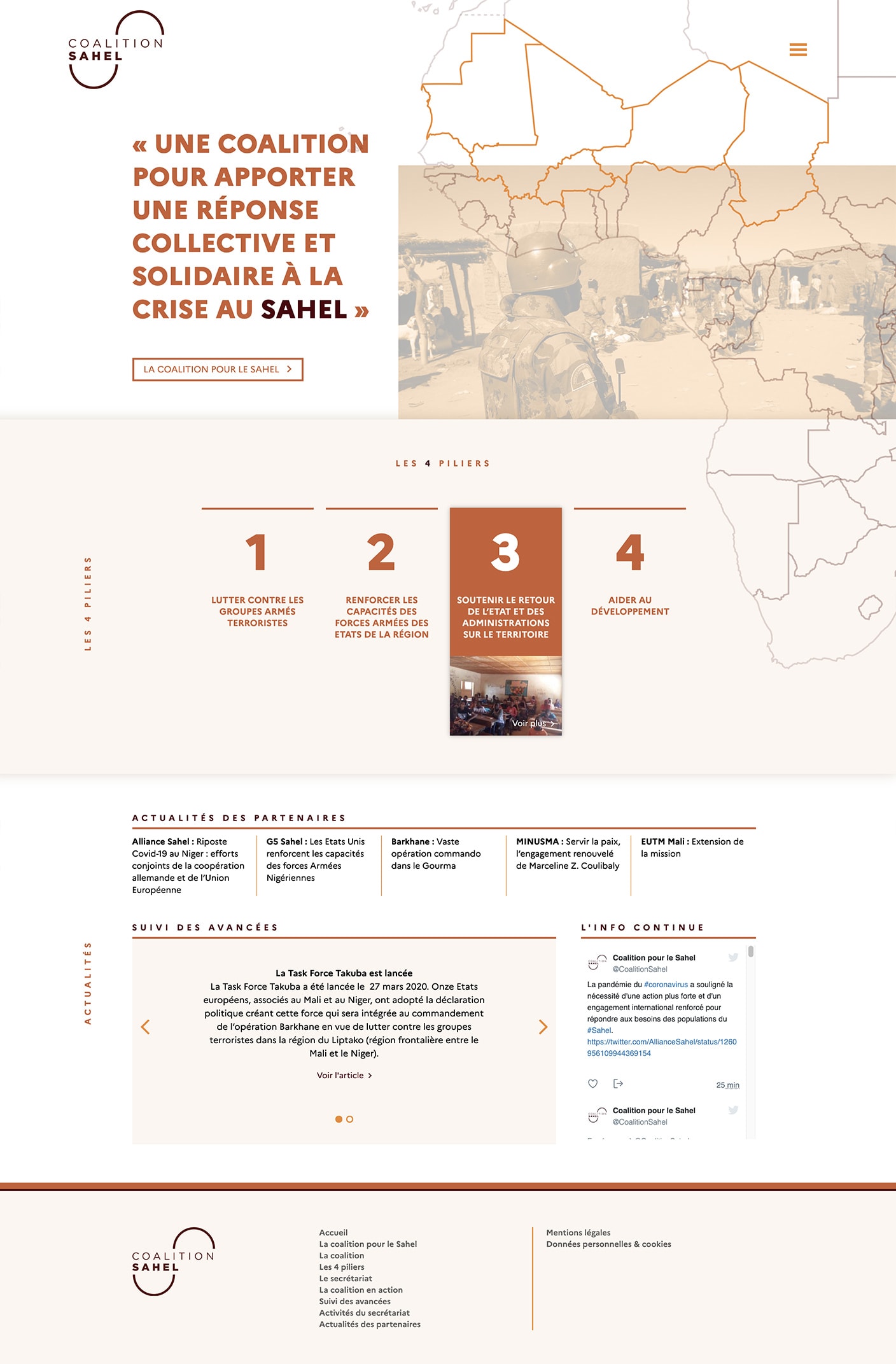 Ecran 1 du site Coalition Sahel