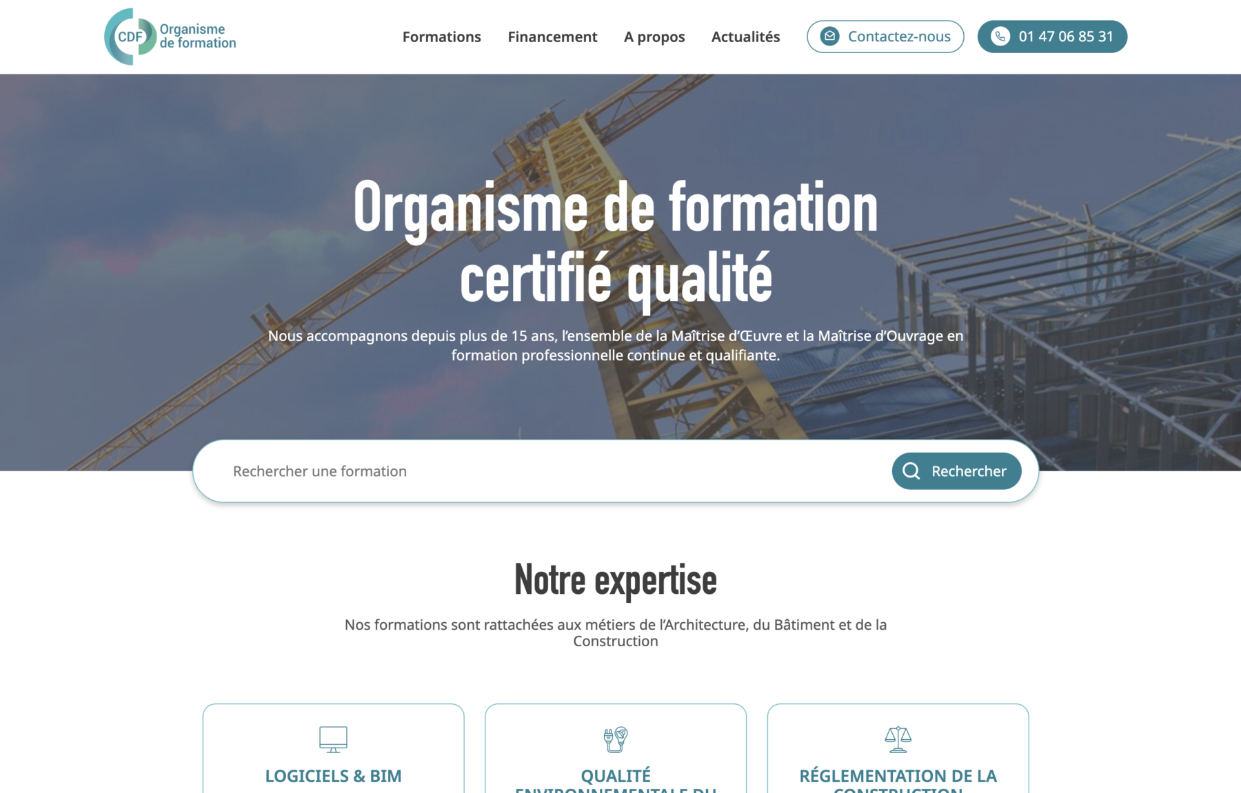 Ecran 1 du site CDF Formations